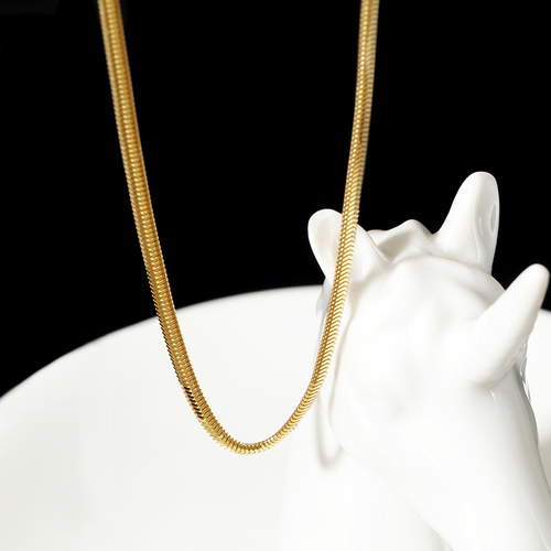 Gold-plated snake bone necklace 4.0mm wide, high-end and elegant ins jewelry