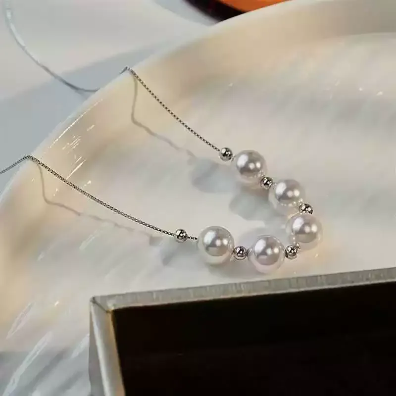 Rose pearl necklace titanium steel does not fade elegant clavicle chain