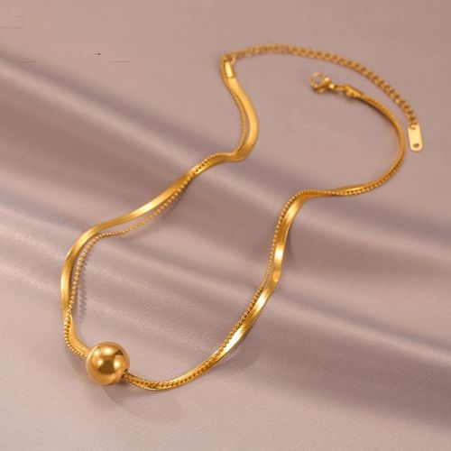 Lucky ball double-layer gold-plated necklace does not fade