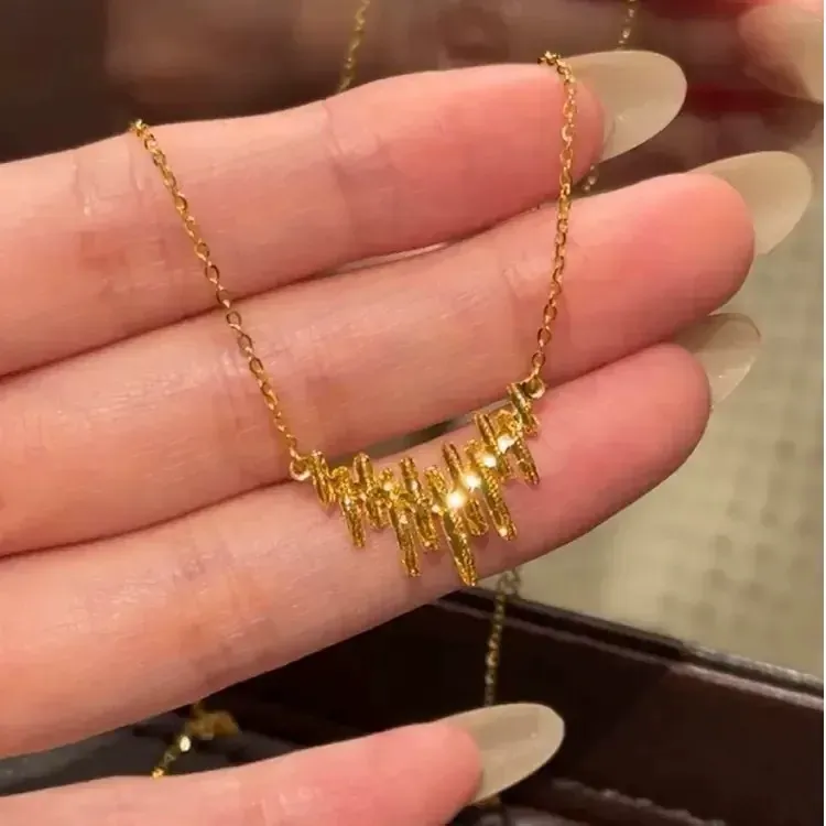 Super flash musical note necklace stainless steel gold-plated necklace