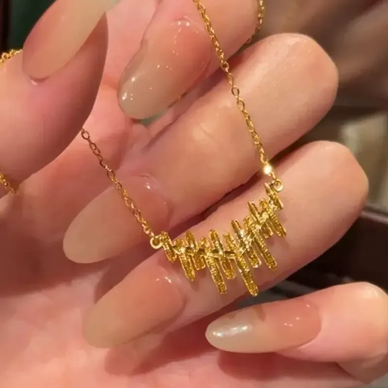 Super flash musical note necklace stainless steel gold-plated necklace