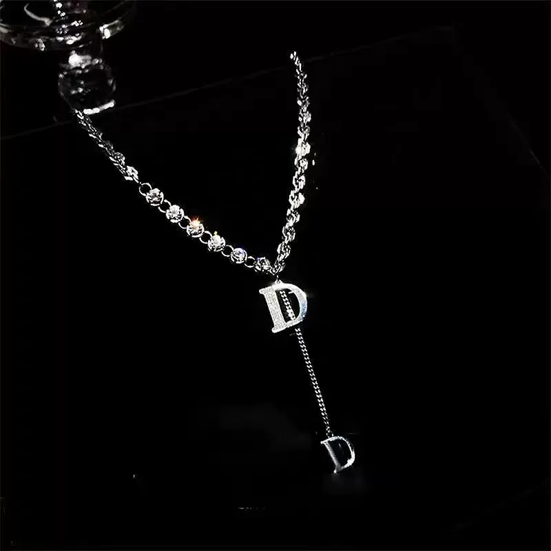 Popular zircon D letter sweater chain