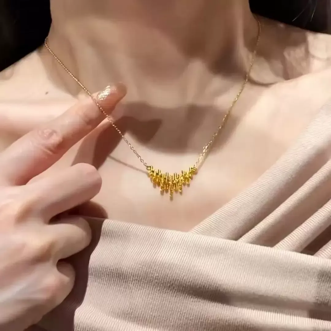 Super flash musical note necklace stainless steel gold-plated necklace