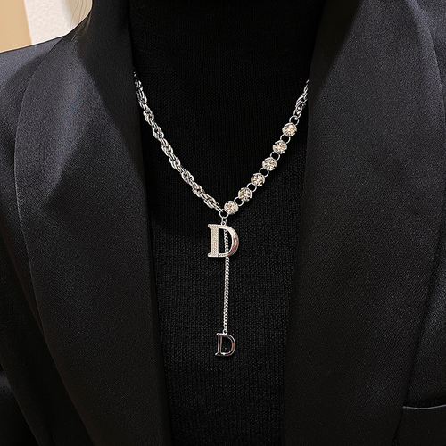 Popular zircon D letter sweater chain