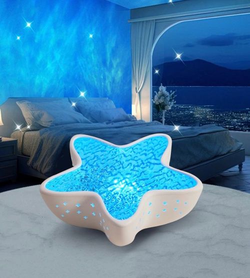 Starfish Projector Lamp Water Ripple Night Light Bedroom Ocean Blue Light Atmosphere Light Romantic Birthday Gift for Girlfriend