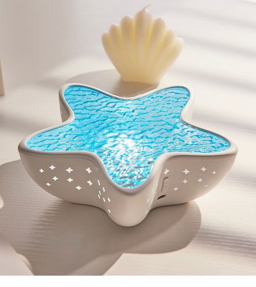 Starfish Projector Lamp Water Ripple Night Light Bedroom Ocean Blue Light Atmosphere Light Romantic Birthday Gift for Girlfriend