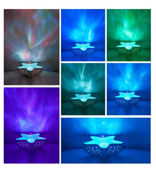 Starfish Projector Lamp Water Ripple Night Light Bedroom Ocean Blue Light Atmosphere Light Romantic Birthday Gift for Girlfriend