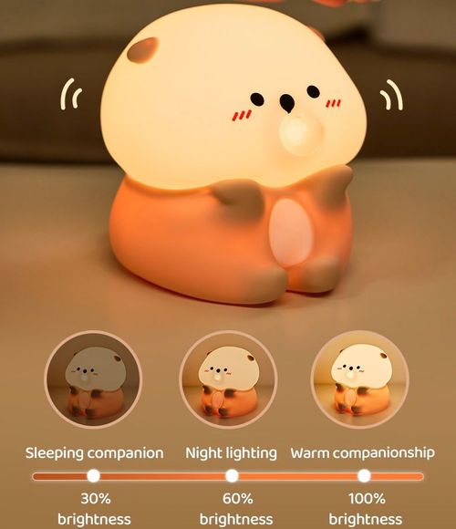 Sea otter night light that blows bubbles, three brightness levels to protect eyesight
