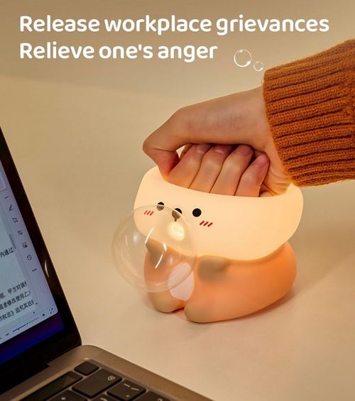 Sea otter night light that blows bubbles, three brightness levels to protect eyesight