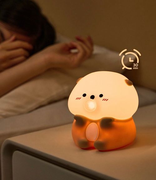 Sea otter night light that blows bubbles, three brightness levels to protect eyesight