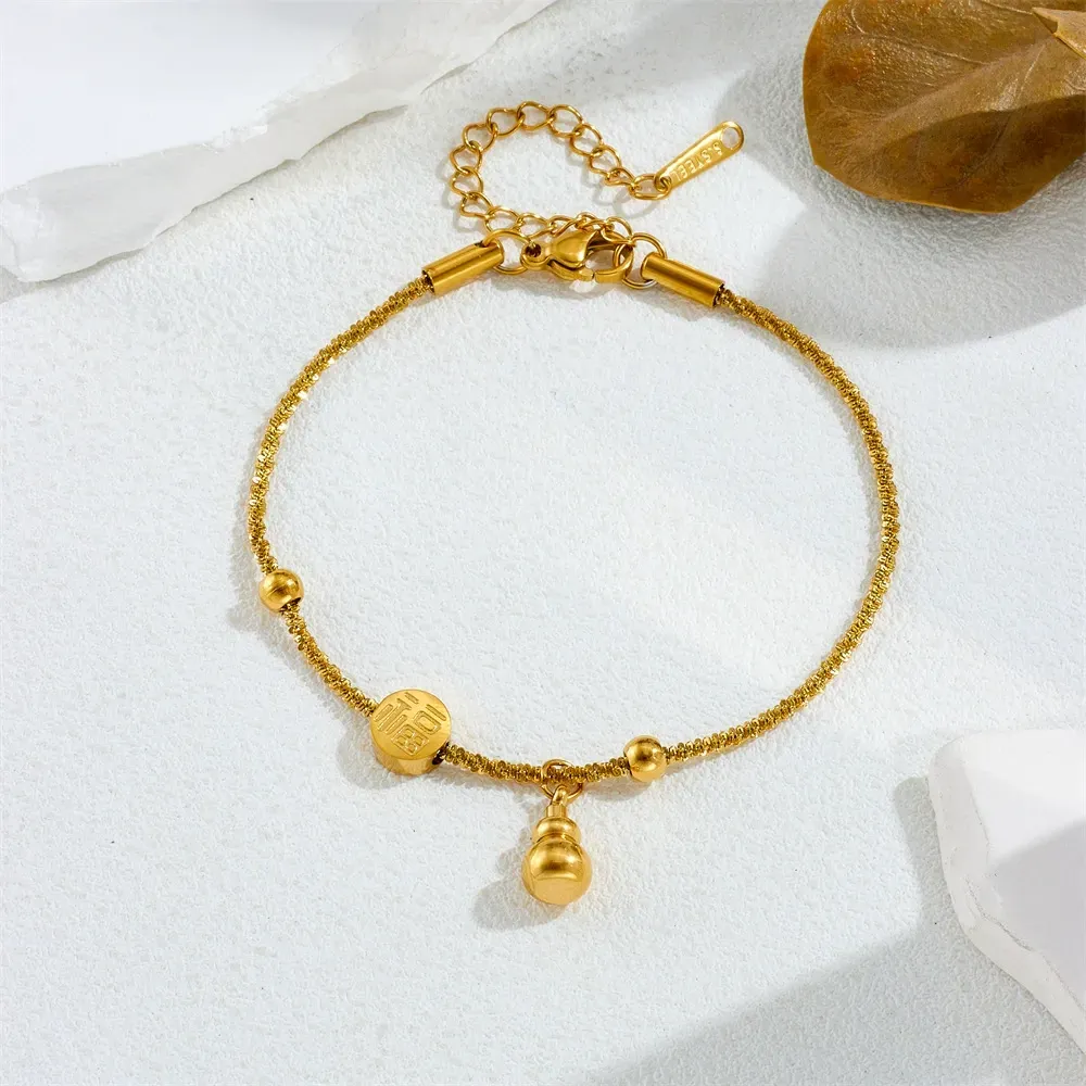 Popular Fu brand peace gourd gold-plated bracelet