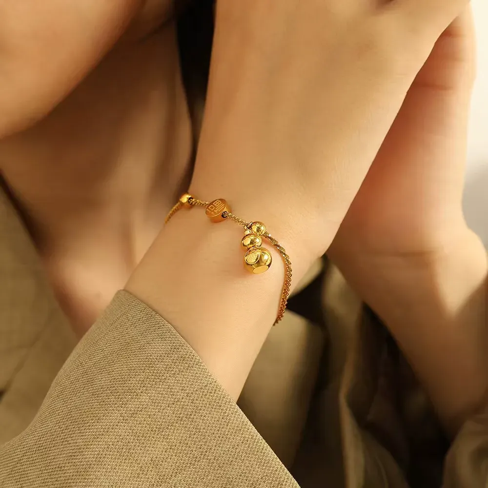 Popular Fu brand peace gourd gold-plated bracelet