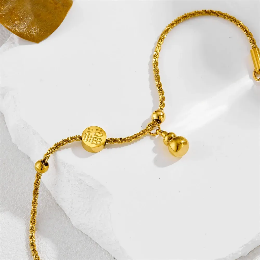 Popular Fu brand peace gourd gold-plated bracelet