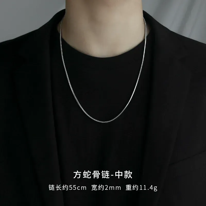 Titanium steel square snake bone chain necklace High-end necklace