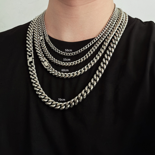 Simple Cuban chain for men and women, no fading, versatile titanium steel chain