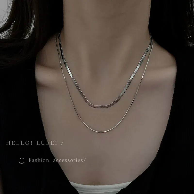 Snake bone necklace light luxury high-end design stacking clavicle necklace