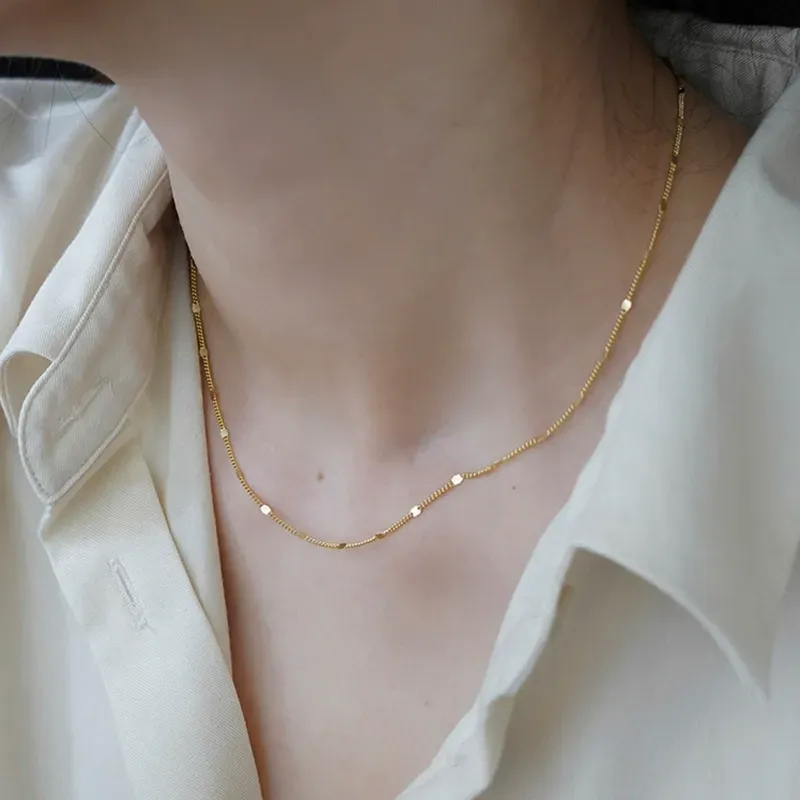 Gold-plated clavicle necklace, glitter light luxury high-end necklace