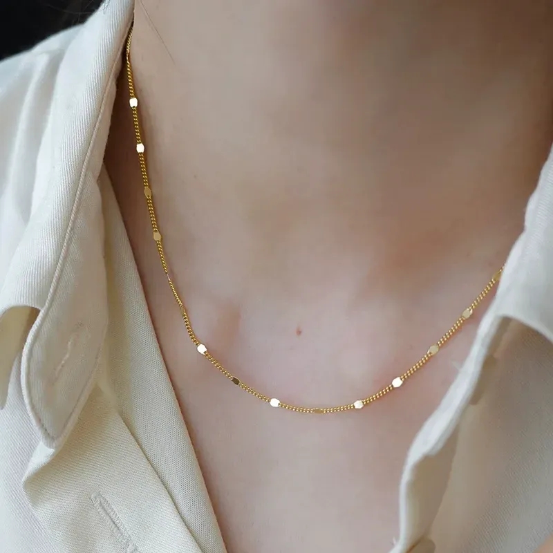Gold-plated clavicle necklace, glitter light luxury high-end necklace
