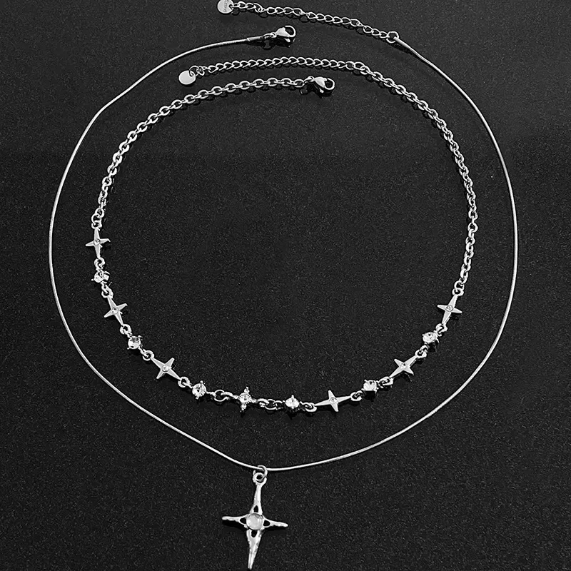 Cross necklace, titanium steel, no fading, double layer