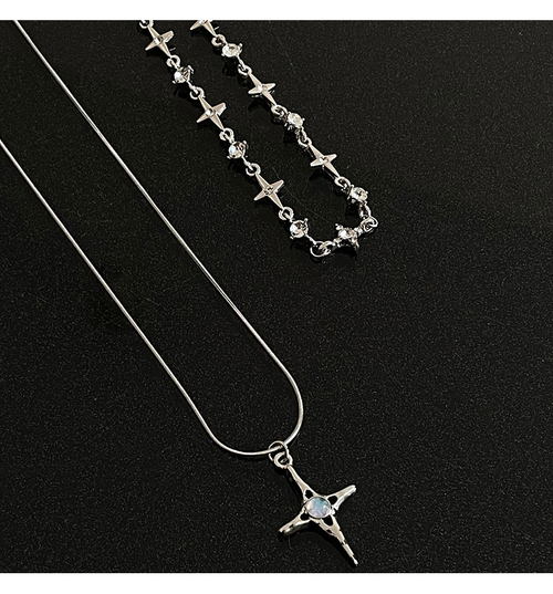 Cross necklace, titanium steel, no fading, double layer