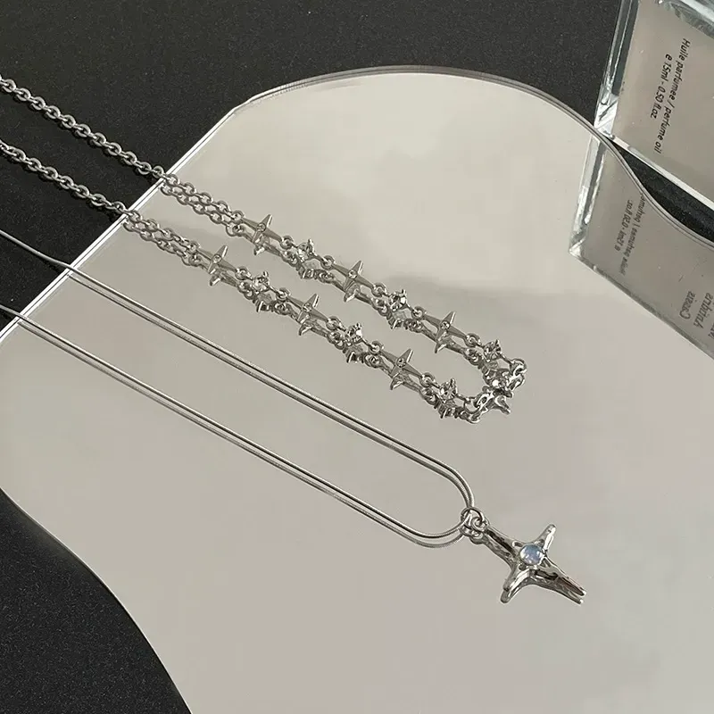Cross necklace, titanium steel, no fading, double layer