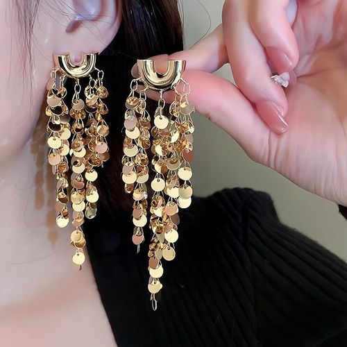Fashionable and elegant tassel sequins, atmospheric and high-end earrings
