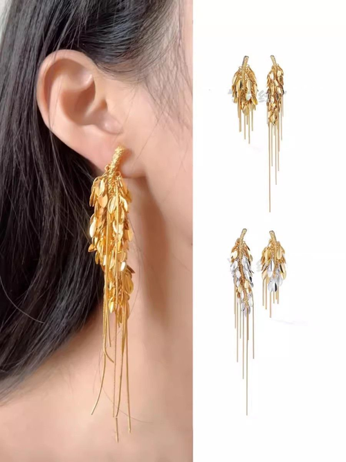 Wheat ear tassel long earrings Fashion asymmetrical earrings