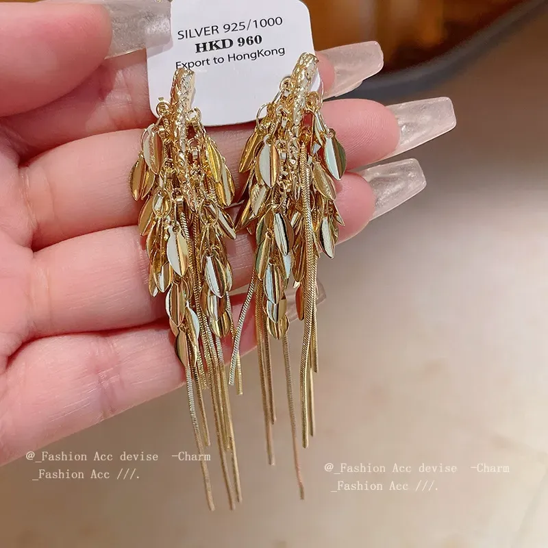 Wheat ear tassel long earrings Fashion asymmetrical earrings