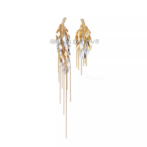 Wheat ear tassel long earrings Fashion asymmetrical earrings