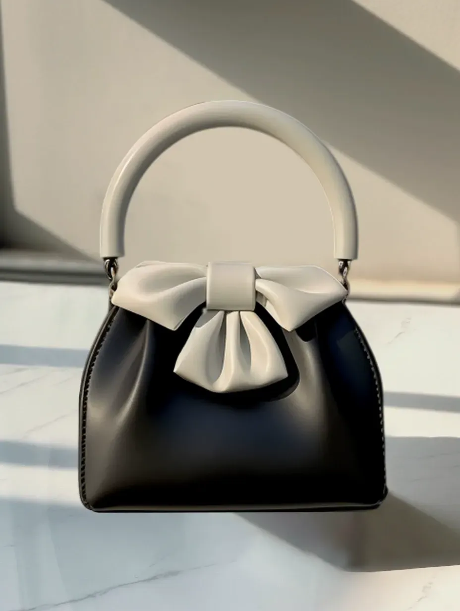 Spring and summer fashionable pleated handbags, bow bucket bags