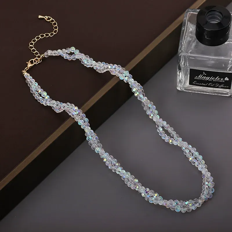 New niche light luxury 14K crystal clavicle necklace