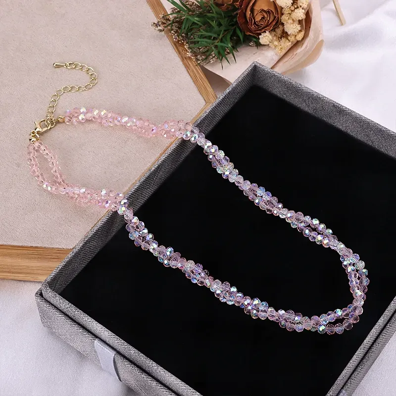 New niche light luxury 14K crystal clavicle necklace
