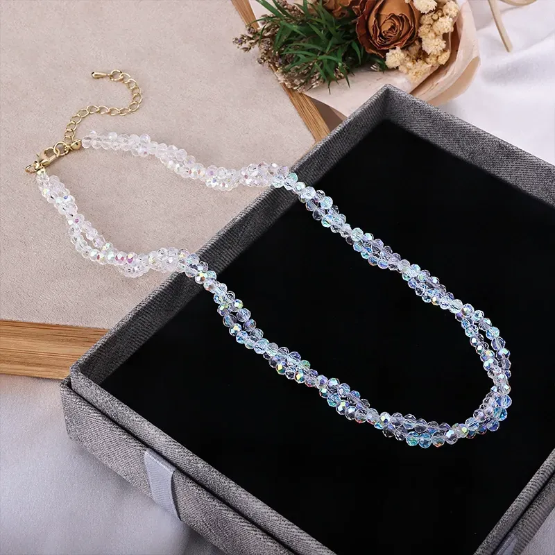 New niche light luxury 14K crystal clavicle necklace