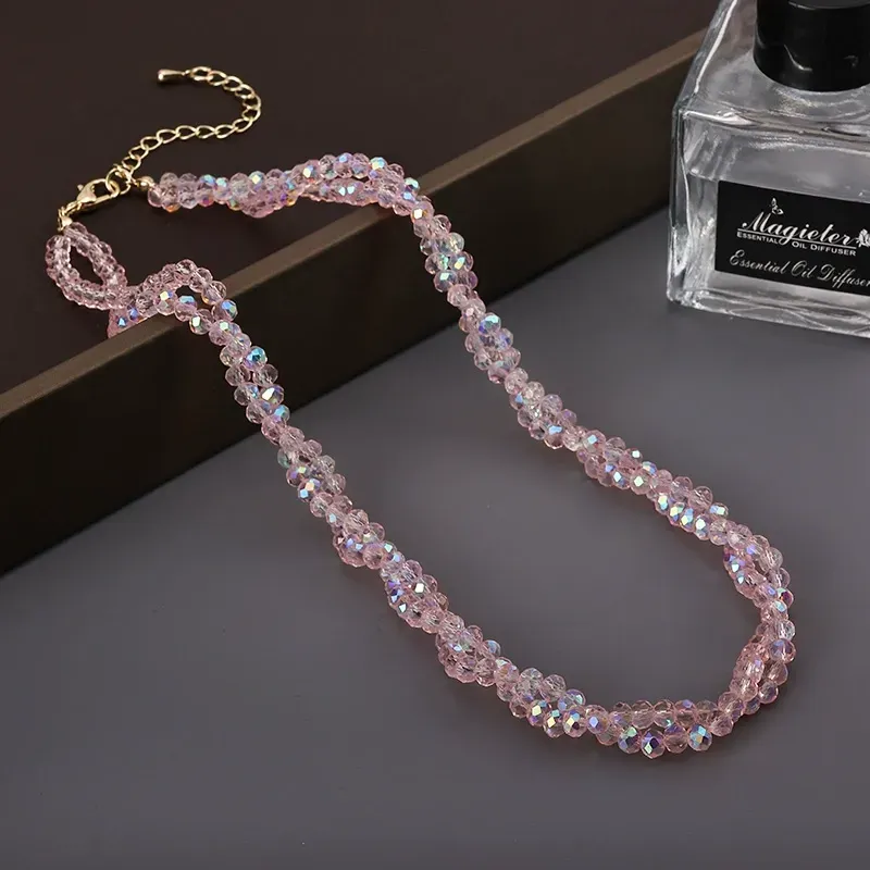 New niche light luxury 14K crystal clavicle necklace