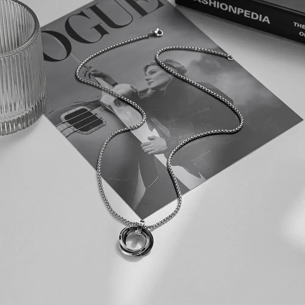 Interlocking cool style titanium steel necklace trendy men's style