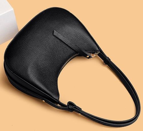 Top-grain cowhide baguette underarm bag, genuine leather handbag and shoulder bag for women