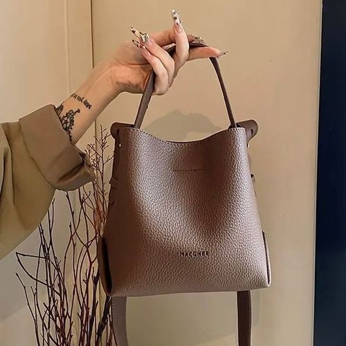 Large capacity retro handbag simple bucket bag wide shoulder strap crossbody bag