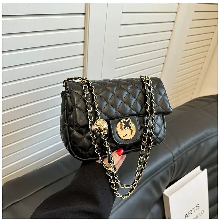 Women's 2025 new style bags, soft leather small square bags, fashionable chain bags
