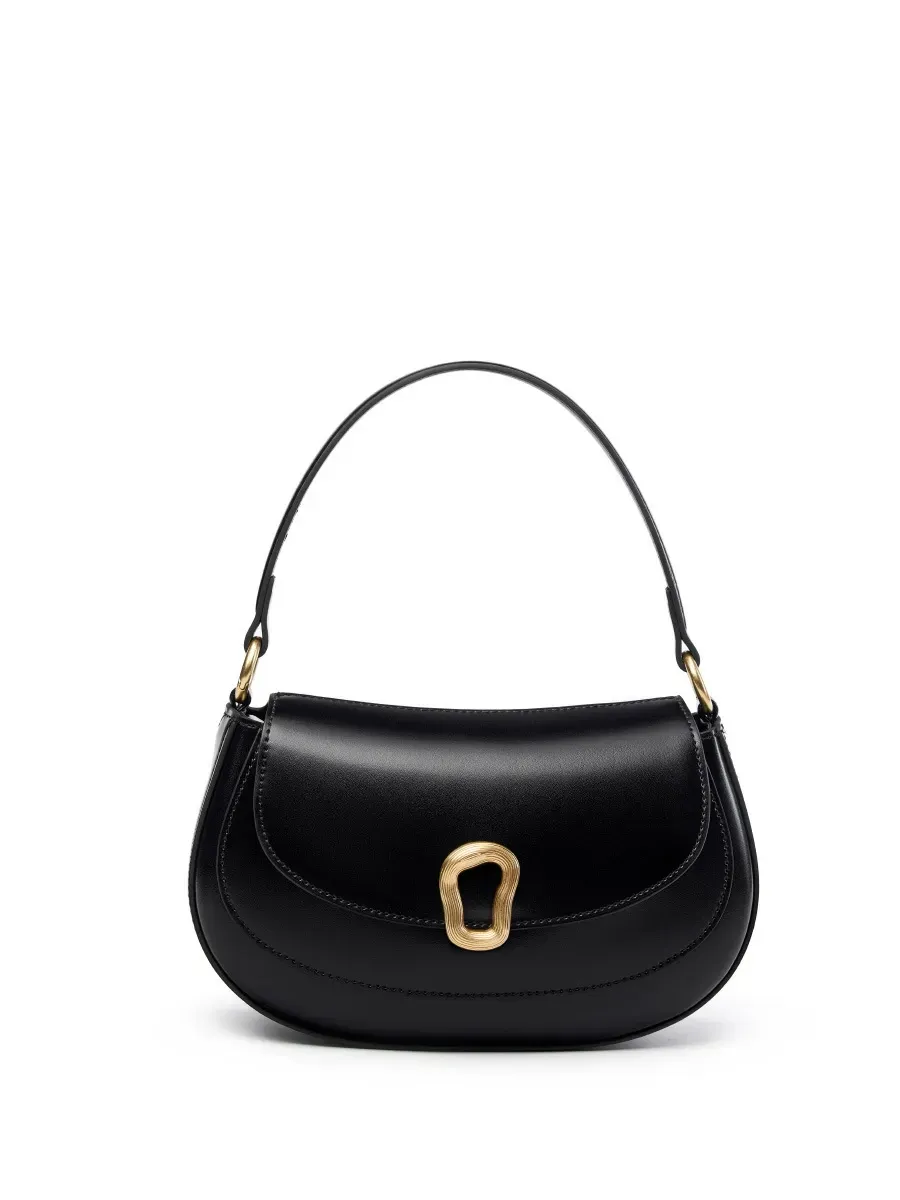 Genuine leather half-circle saddle bag, luxury crossbody bag, ladies' small handbag