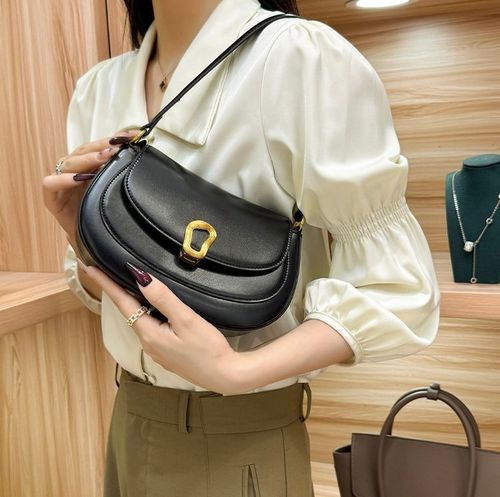 Genuine leather half-circle saddle bag, luxury crossbody bag, ladies' small handbag