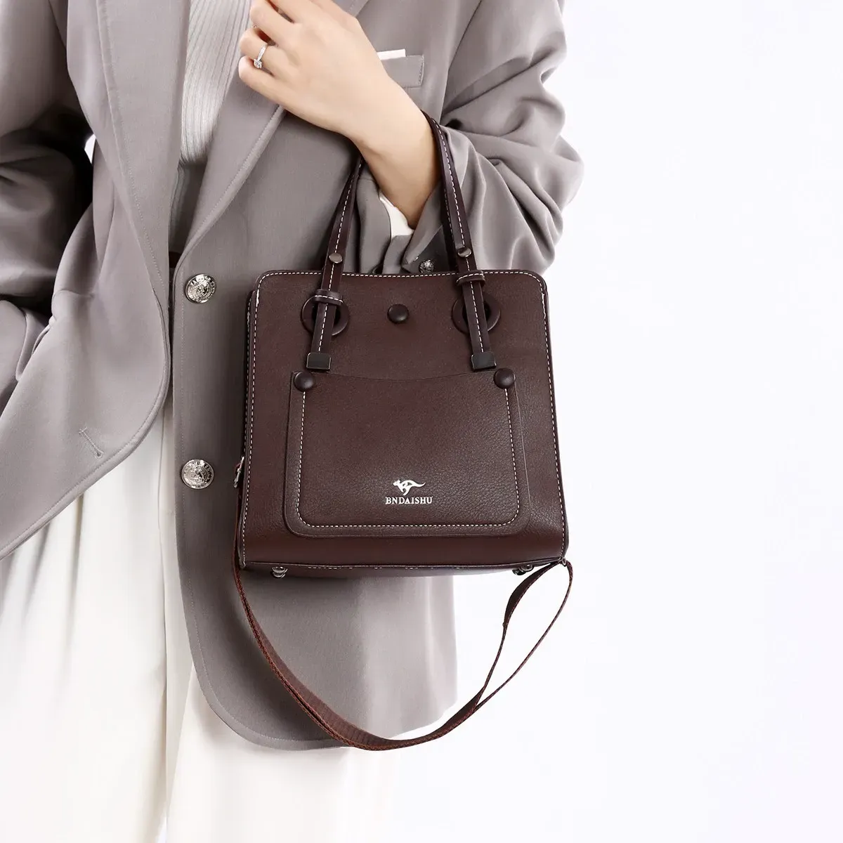 Simple large-capacity tote bag, high-end trendy shoulder bag handbag