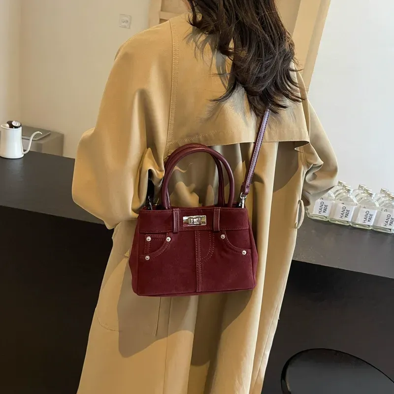 Retro high-end frosted bag women's fashion handbag Kelly bag