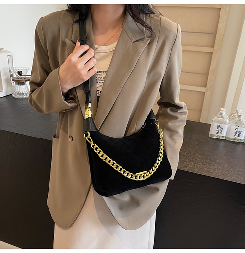 French suede bag women's fashion casual texture retro crossbody bag