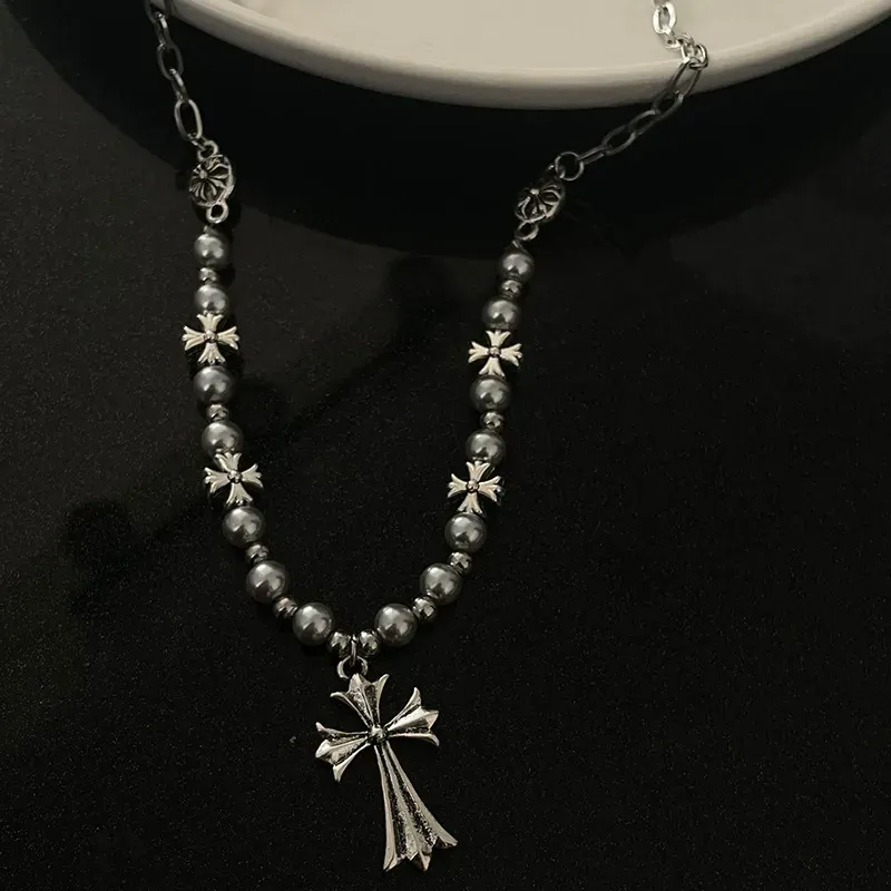 Vintage Cross Pearl Necklace Personalized Accessory Necklace