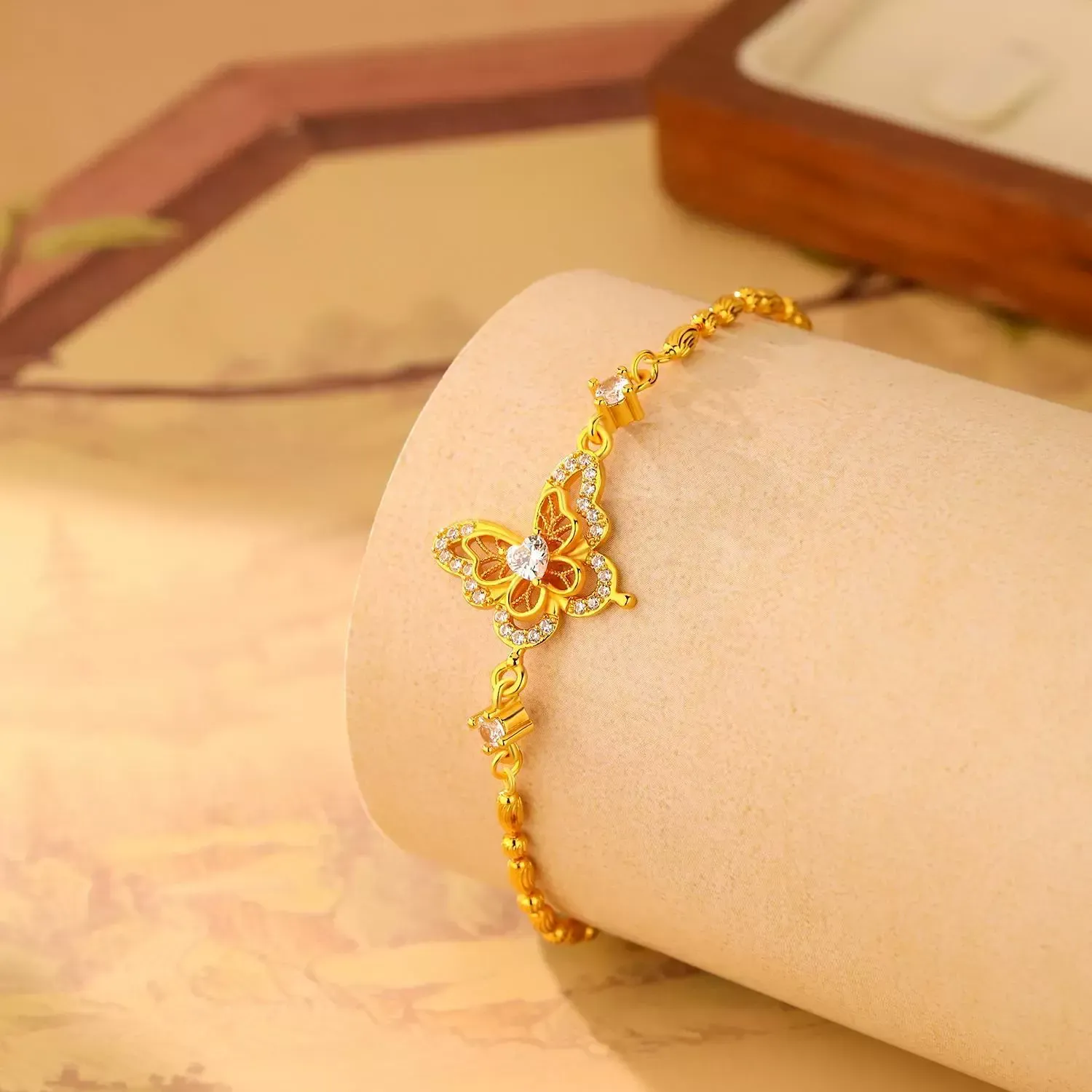 Women's butterfly openwork bracelet, a new elegant jewelry design for 2025, perfect as a gift for your girlfriend.