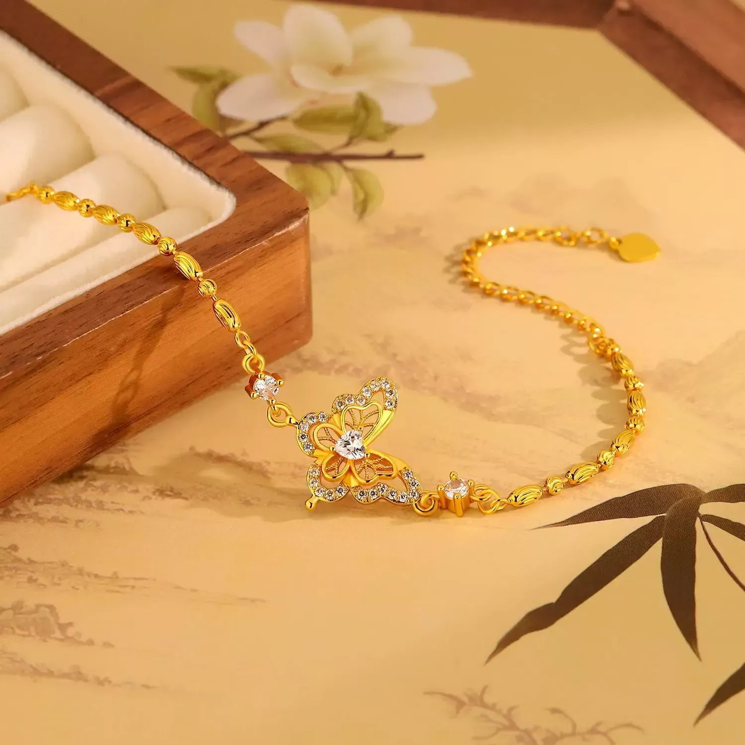 Women's butterfly openwork bracelet, a new elegant jewelry design for 2025, perfect as a gift for your girlfriend.