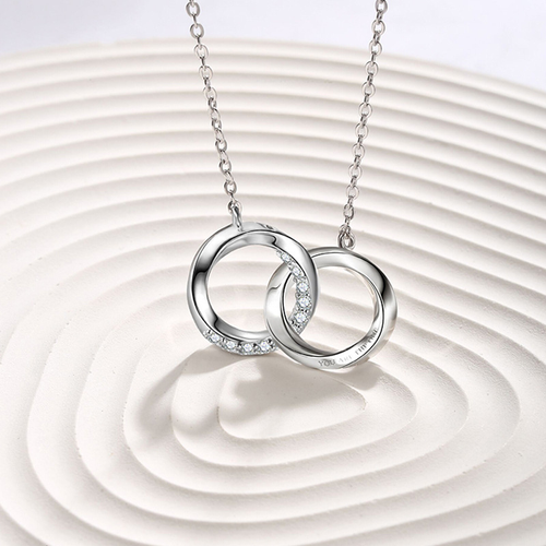 Möbius series double ring necklace, unisex necklace
