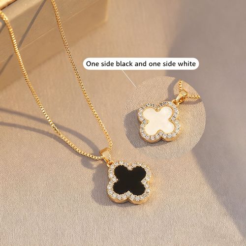 Double-sided lucky four-leaf clover necklace, colorfast, popular clavicle chain.