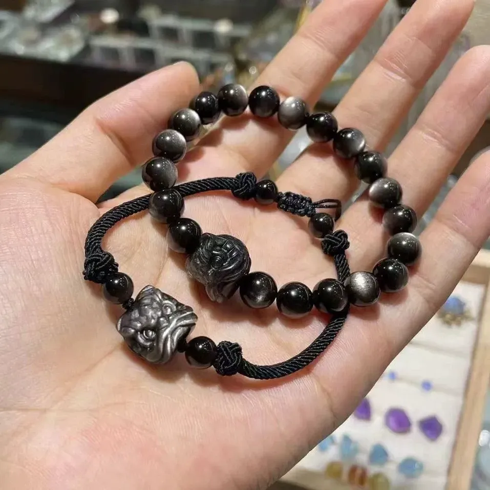 Obsidian Lion Bracelet Necklace High-End Pendant Unique Charm Gift