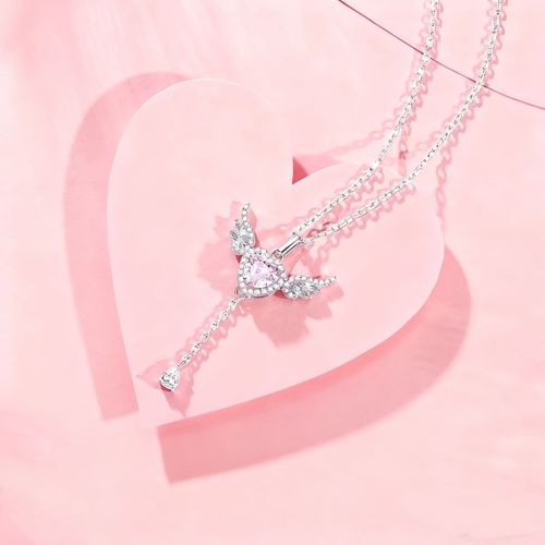 Angel Heart Necklace, Cupid's Heart Wings Clavicle Chain - A Gift for Your Girlfriend